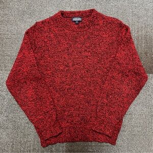 Vintage Lands End Wool Blend Crewneck Sweater Made in USA Red Marled Sz Medium